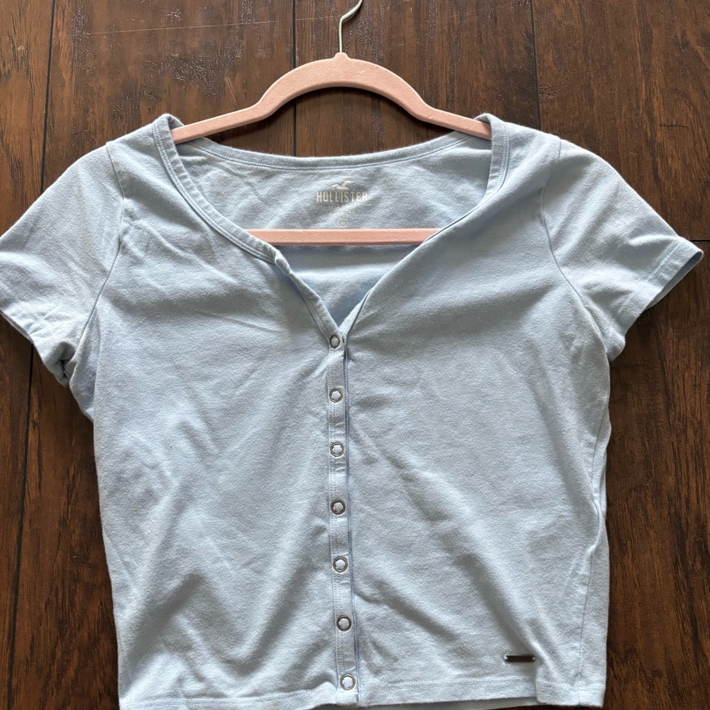 Hollister Women's Sky Blue Button-Down Shirt